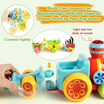Marstone Baby Toys for 1 2 Year Old Boys and Girls Gifts, Forest Train Car Set for Toddlers 1-2, Push Animal Baby Toys 12-18 Months, Learning Toddler Toys for 1-3 Yr Old Boy Birthday Gift