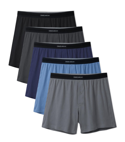 DAVID ARCHY Combed Cotton Boxers for Men Soft Underwear Mens Boxers Knit Boxer Shorts for Men Pack