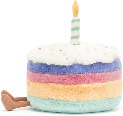 Jellycat Amuseables Rainbow Birthday Cake Stuffed Toy, Large 10 inches - Dessert Plush - Birthday Gift