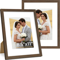 Vittanly 8x10 Picture Frame Set of 2, Solid Wood Frame for Wall or Tabletop, Display Photo 5x7 with Mat or 8x10 without Mat, Natural