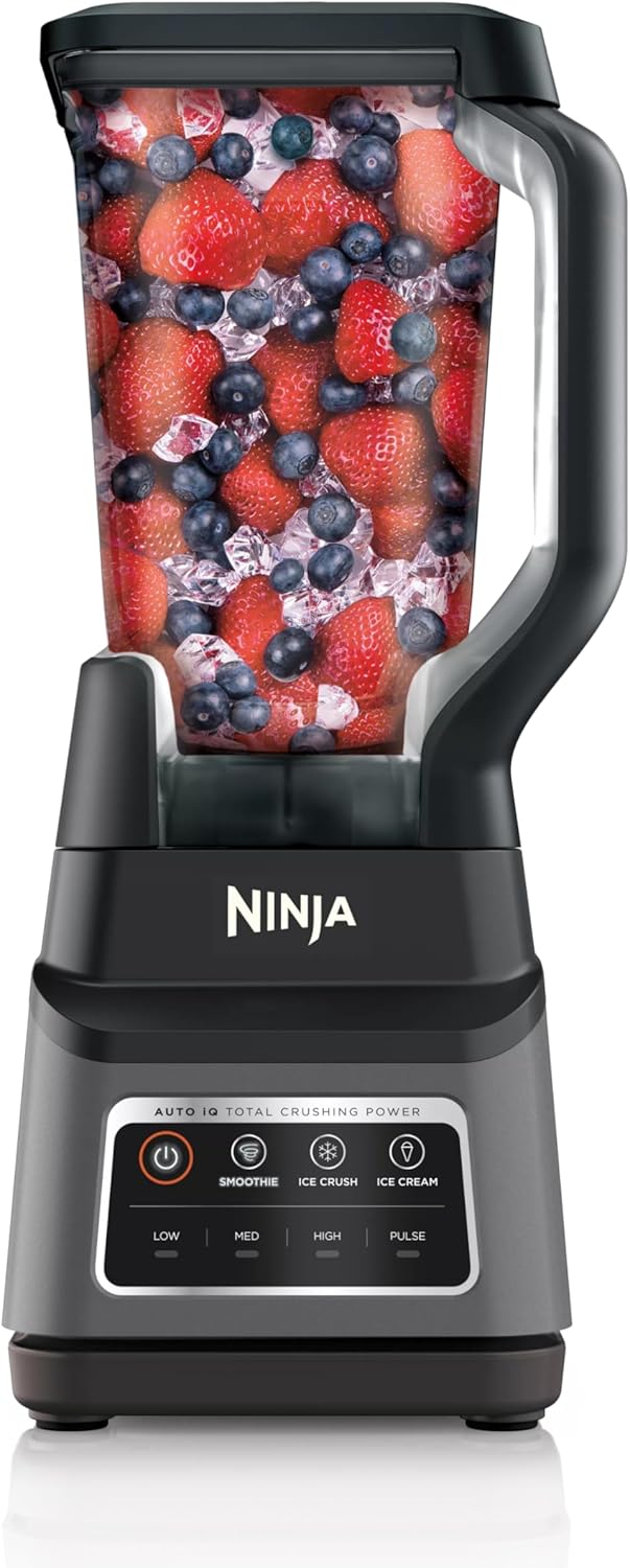 Ninja BN801 Professional Plus Kitchen System, 1400 WP, 5 Functions for Smoothies, Chopping, Dough & More with Auto IQ, 72-oz.* Blender Pitcher, 64-oz. Processor Bowl, (2) 24-oz. To-Go Cups, Grey