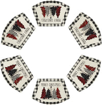 Artoid Mode Waterclor Buffalo Plaid Christmas Trees Placemats Set of 4, 12x18 Inch Winter Table Mats for Outdoor Home Party Kitchen Dining Decor