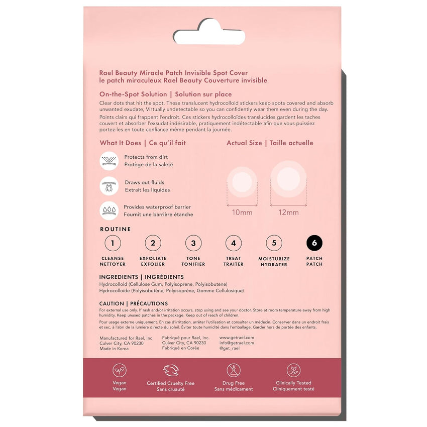 Rael Pimple Patches, Miracle Invisible Spot Cover - Hydrocolloid Acne Pimple Patch, Absorbs Zits & Blemish, Korean Skin Care, 2 Sizes (96 Count)