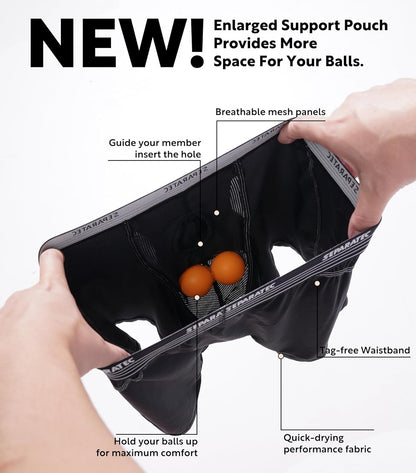 Separatec Mens Underwear with Pouch for balls Anti Chafing Underwear Men Athletic Sport Performance Long Boxer Briefs 3 Pack