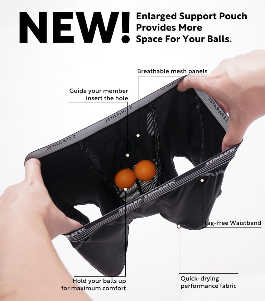 Separatec Mens Underwear with Pouch for balls Anti Chafing Underwear Men Athletic Sport Performance Long Boxer Briefs 3 Pack