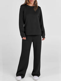 ANRABESS Women's 2 Piece Lounge Sets Casual Travel Outfits Wide Leg Tracksuit Sweatsuits Matching Set 2025 Fall Clothes