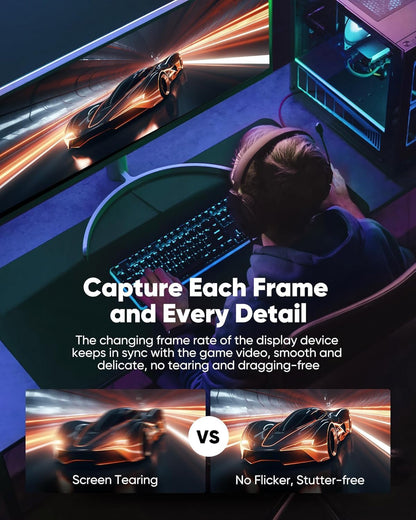 Snowkids 8K HDMI 2.1 Cable 1.5 ft, Non-Slip Nylon Braided, 48Gbps Ultra High-Speed HDMI Cables Cord, 10K 8K@60Hz, 4K@120Hz Compatible for TV/PS-5/X-box/Projector/Sound System & More