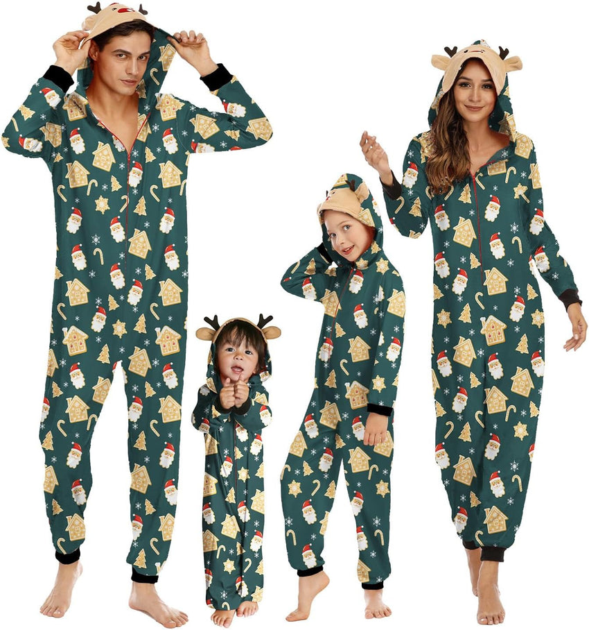 Adisputent Christmas Pajamas for Family Matching Cute Long Sleeve Couples Soft Sleepwear One Piece Funny Christmas Pjs Sets