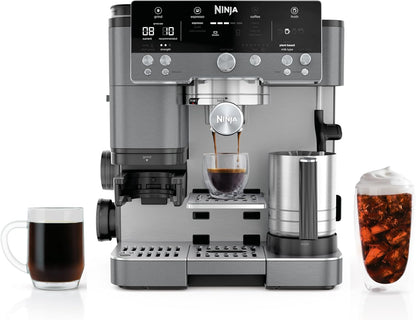 Ninja Luxe Café 3-in-1 Espresso, Drip Coffee and Cold Brew Machine | Intergrated Coffee Grinder, Milk Frother, Assisted Tamper & Built-In Espresso Accessory Storage | Stainless Steel | ES601