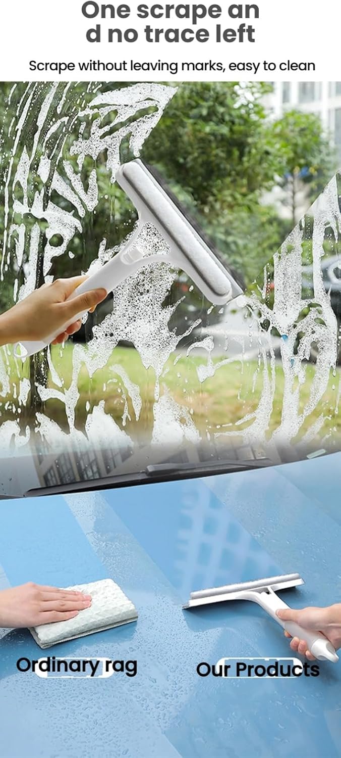 3 in 1 Window Cleaning Scraper Glass， 2025 New Squeegee for Shower Glass, Spray Away Cleaner Shower Squeegee for Glass Doors Brush - All-Purpose Squeegee for Window Cleaner Tool (Grey)