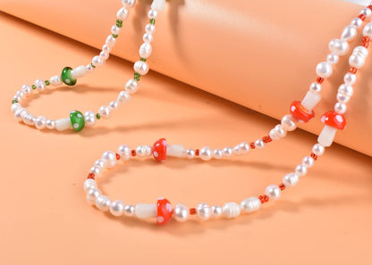 Natural Freshwater Pearl Fun Flirty Beaded Choker Necklace Handmade Summer Boho Jewlery Gifts for Women Teen