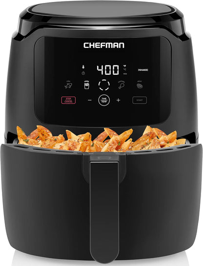 CHEFMAN 6 Quart Dual Basket Air Fryer Oven with Easy View Windows, Sync Finish, Hi-Fry, Auto Shutoff, 2 Independent 3Qt Nonstick Dishwasher Safe Frying Baskets, Digital Double Air Fryer - Black