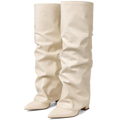 SaraIris Women's Black Knee High Boots - Shark Fold Over BootsSaraIris Women's Black Knee High Boots - Shark Fold Over Boots 7.5 size