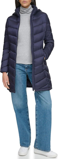 Calvin Klein Women's Long Chevron Puffer Jacket