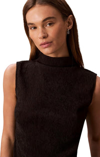 Calvin Klein Womens Textured Knit Mock Neck Top