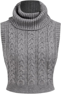 CIDER Women’s Sleeveless Sweater Tops Turtle Necks Cable Knit Croped Vest Tank Top