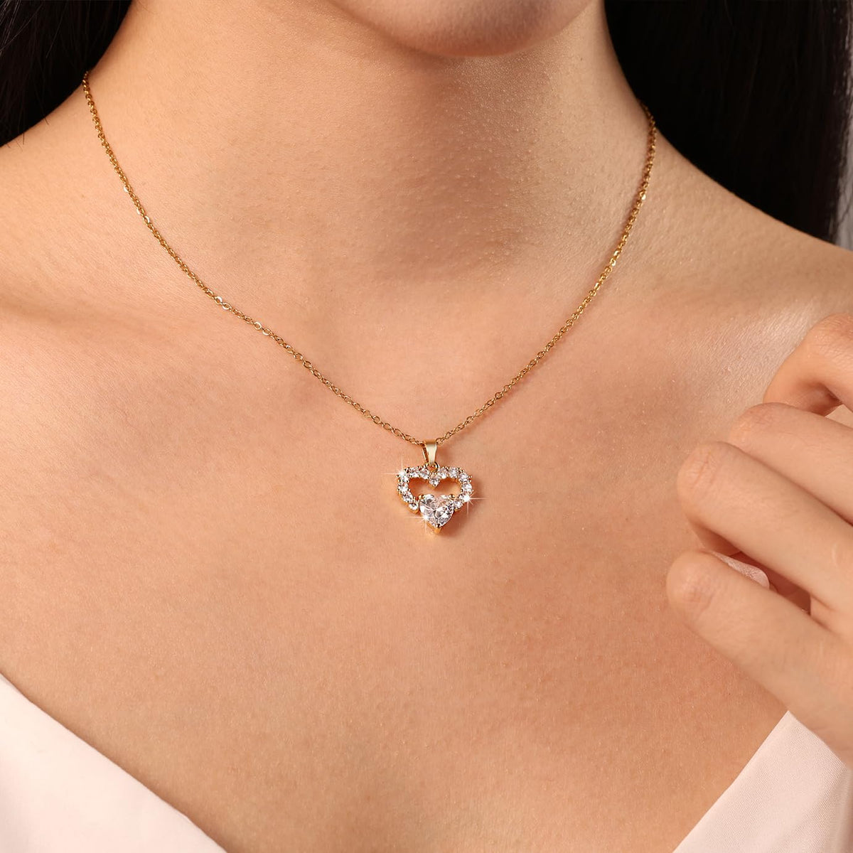 Dainty Gold Necklace for Women, 18K Real Gold Plated Necklace, White Gold Cross Silver Necklace, Cubic Zirconia Necklace, Birthday Gifts for Women Jewelry