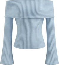 CIDER Off The Shoulder Tops for Women Long Sleeve Going Out Y2K Tops Knit Pullover Fall Outfits Trendy 2025