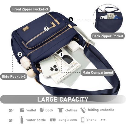 NPBAG Crossbody Bag for Women, Shoulder Purse Handbag Messenger Bag, Trendy Pocketbooks, Waterproof and Multi-Pockets