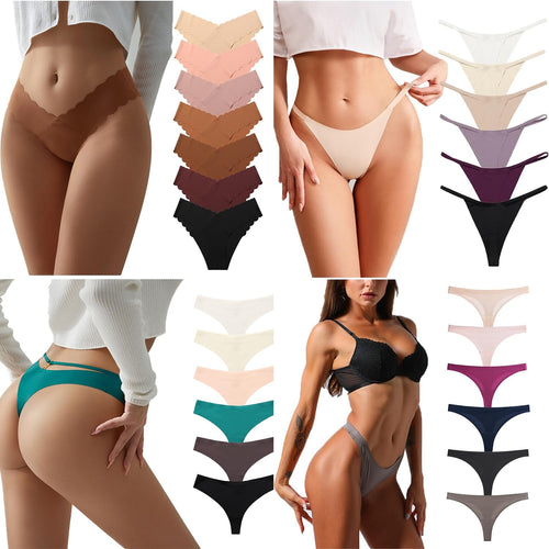 Women's Underwear Variety Pack Panties, Kinds of T-Back G-String Thongs, Lacy Briefs Hipsters Bikinis Undies Assorted