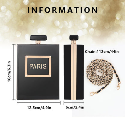 WJCD Women Acrylic Perfume Bottle Evening Clutch Bag Chain Crossbody Purse