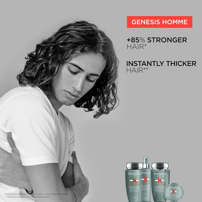Kerastase Genesis Homme Bain De Force Shampoo For Men - Deep Cleansing & Hydrating, For Weakened Hair & Beard, 8.5 Fl Oz