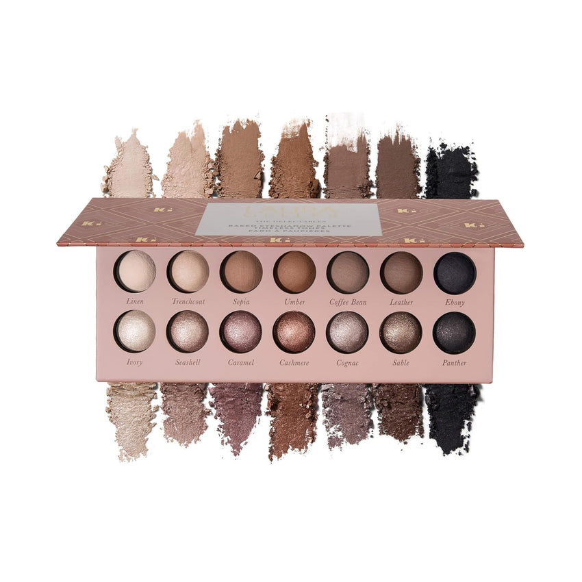 LAURA GELLER NEW YORK The Delectables Earthy Essentials Baked Eyeshadow Palette | 14 Pigmented Eyeshadows Blendable Natural Look