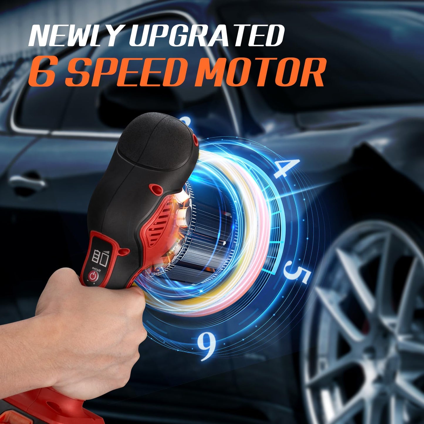 Cordless Car Buffer Polisher w/ 2x2000mAh 21V Batteries, 6 Inch Car buffer Waxer Kit, Car Polishing Machine w/ Extra 18 PCS Attachments & 6 Variable Speed, Car Buffer Polisher for Car Detailing