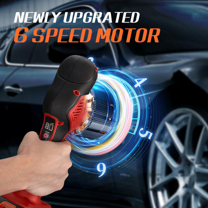 Cordless Car Buffer Polisher w/ 2x2000mAh 21V Batteries, 6 Inch Car buffer Waxer Kit, Car Polishing Machine w/ Extra 18 PCS Attachments & 6 Variable Speed, Car Buffer Polisher for Car Detailing