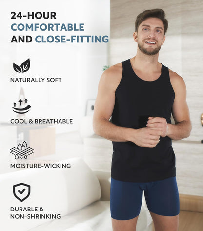 DAVID ARCHY Men's Undershirts Combed Cotton Tank Tops Soft Moisture-Wicking Shirt Breathable A-Shirt for Men 3 Pack