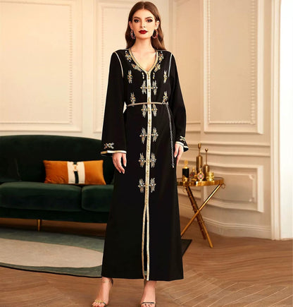 PolyJolly Handmade Bead Abaya Dress for Women Dubai Sadui Fancy Moroccan Kaftan Wedding Attire Collection