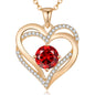 Personalized Double Heart Birthstone Necklace for Women – Sterling Silver Gift