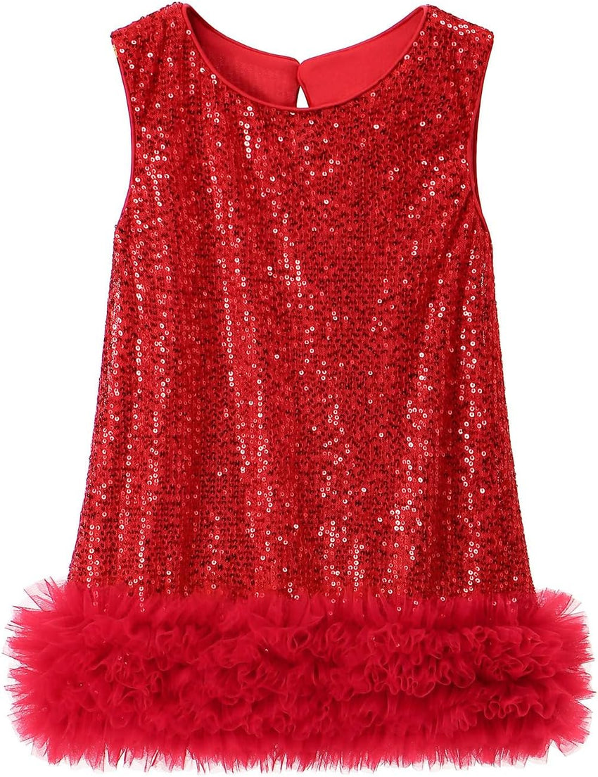 Tutu.kk Toddler Girls Sequin Dress A-Line Sparkly Sleeveless Wedding Gown Party Dresses for Girls
