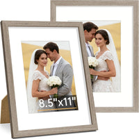 Vittanly 8x10 Picture Frame Set of 2, Solid Wood Frame for Wall or Tabletop, Display Photo 5x7 with Mat or 8x10 without Mat, Natural
