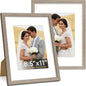 Vittanly 8x10 Picture Frame Set of 2, Solid Wood Frame for Wall or Tabletop, Display Photo 5x7 with Mat or 8x10 without Mat, Natural