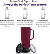 Nextmug Ultra - Temperature-Controlled, Self-Heating Travel Mug (Burgundy - 24 oz.)