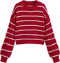 CIDER Women’s Cropped Striped Sweater Long Sleeve Crew Neck Trendy Pullover Tops