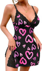 Sexy Night Gowns for Women Babydoll Lingerie Dress Lace Trim Sleep Dress Chemise Nightgowns Side Split Nighty