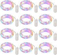 Brightown 12 Pack LED Fairy Lights Battery Operated String Lights - 7ft 20LED Waterproof Silver Wire Firefly Starry Moon Lights for DIY Crafts Wedding Table Centerpieces Party Bedroom Christmas