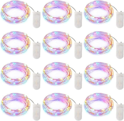 Brightown 12 Pack LED Fairy Lights Battery Operated String Lights - 7ft 20LED Waterproof Silver Wire Firefly Starry Moon Lights for DIY Crafts Wedding Table Centerpieces Party Bedroom Christmas