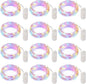 Brightown 12 Pack LED Fairy Lights Battery Operated String Lights - 7ft 20LED Waterproof Silver Wire Firefly Starry Moon Lights for DIY Crafts Wedding Table Centerpieces Party Bedroom Christmas
