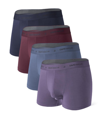 DAVID ARCHY Men's Underwear Modal Boxer Briefs Trunks Multi-Pack | Dual Pouch with Fly, Ultra Soft Second Skin Feel, Breathable Stretch Spandex, Anti Chafing, Daily Lounging Work Travel