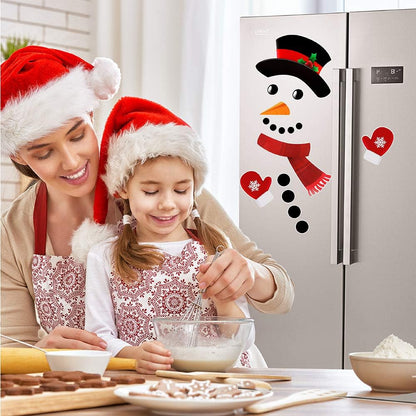 D-FantiX Snowman Christmas Refrigerator Magnets Set of 16, Cute Funny Fridge Magnet Refrigerator Stickers Holiday Christmas Decorations for Fridge, Metal Door, Garage, Office Cabinets (Large)
