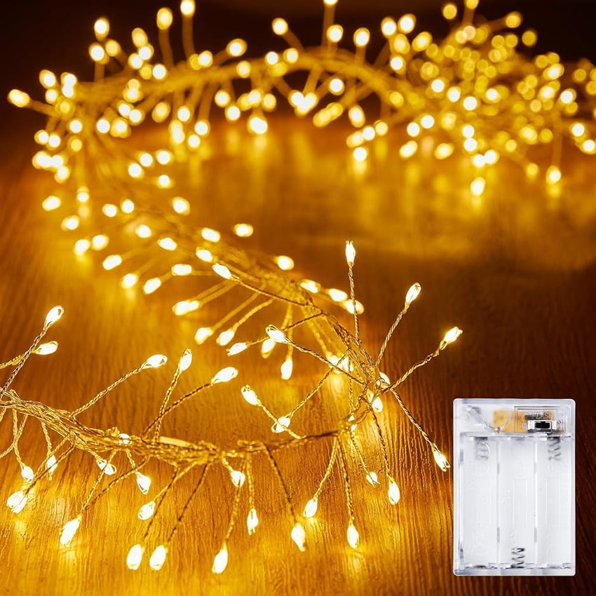 Brightown Fairy Lights Battery Operated, 10Ft 120 LED Firecracker String Lights, Waterproof Silver Wire Starry Firefly Light for DIY Wreath Weeding Indoor Outdoor Christmas Decorations