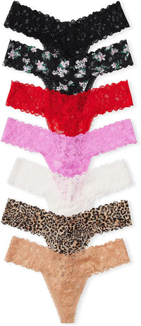 Victoria's Secret Women's Lace Thong Underwear, Panties for Women, Multi Pack (XS-XXL)