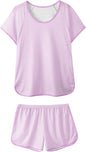 Hilinker Womens Sexy Pajama Set Ruched Lace Trim Cami and Shorts Summer Cute Pjs 2 Piece