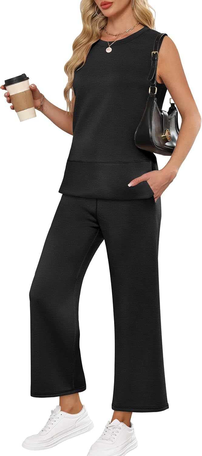 ANRABESS Women's 2 Piece Outfits 2025 Summer Beach Vacation Clothes Fall Travel Casual Lounge Matching Sets Sweatsuits