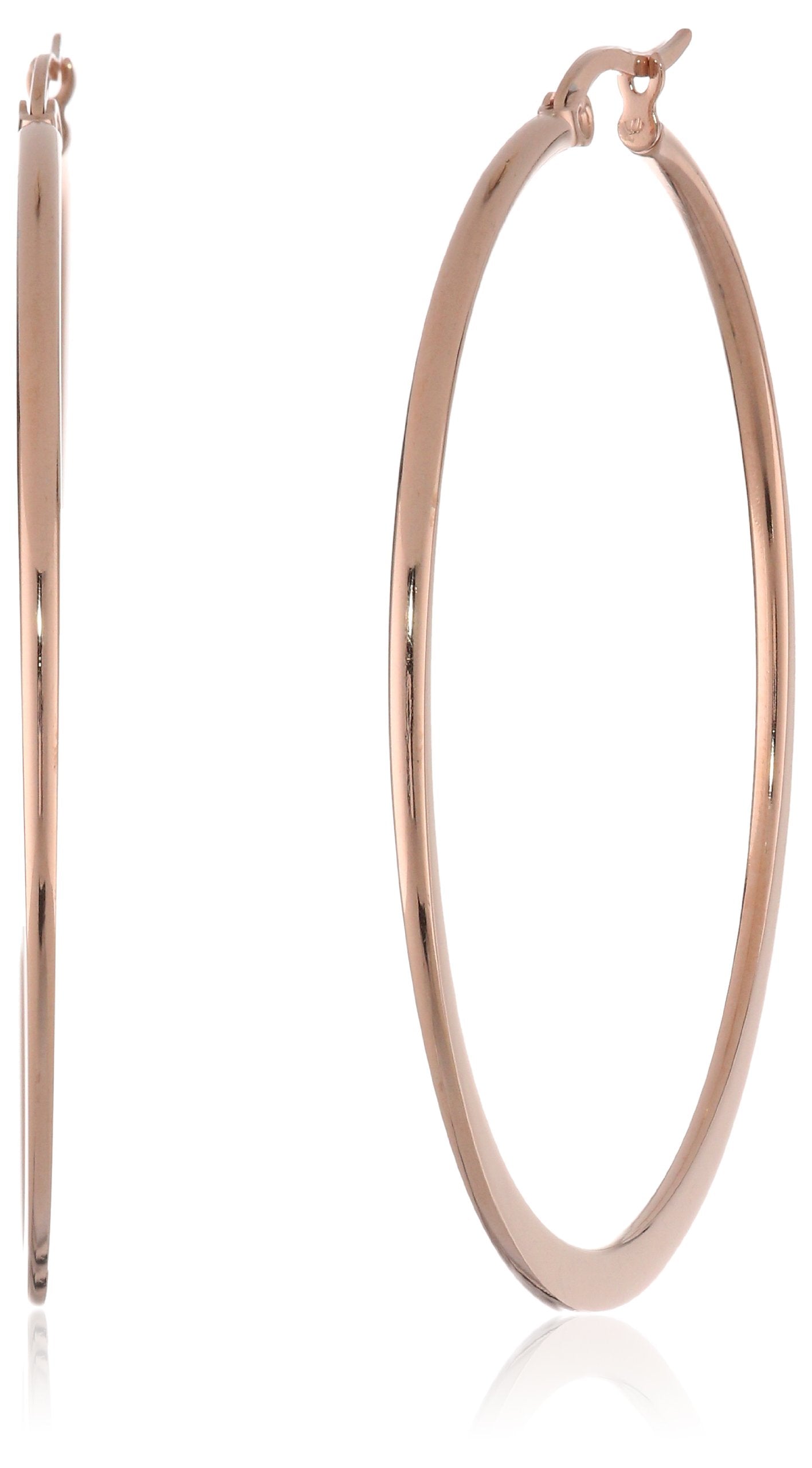 Amazon Essentials Gold Plated or Stainless Steel Flattened Hoop Earrings