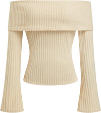 CIDER Off The Shoulder Tops for Women Long Sleeve Going Out Y2K Tops Knit Pullover Fall Outfits Trendy 2025