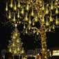 Kwaiffeo Christmas Lights Outdoor, 8 Tubes Meteor Shower Lights LED Snow Falling Icicle Cascading Light for Xmas Tree Wedding Decoration Party, UL Plug, White